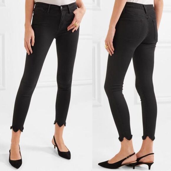 Frame Le High Ankle Skinny Jeans Black 27 - Picture 3 of 11